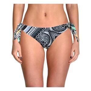 Becca Size X-Small Green Printed Reversible Hipster Swim Bottom Separates